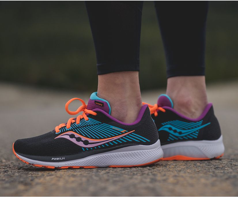 Saucony Guide 14 Women's Running Shoes Black / Orange | Canada 144FDNM